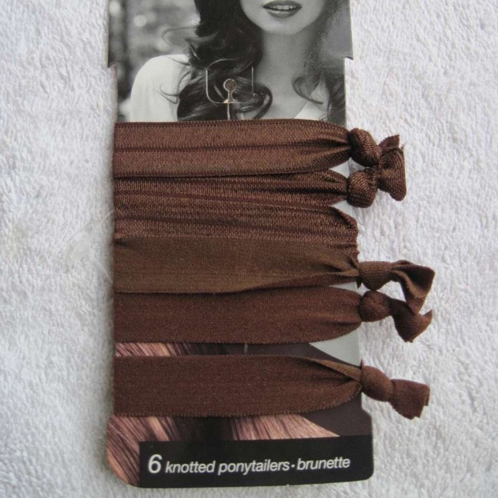 6 Scunci Brunette Knotted Ribbon Elastic Hair Band